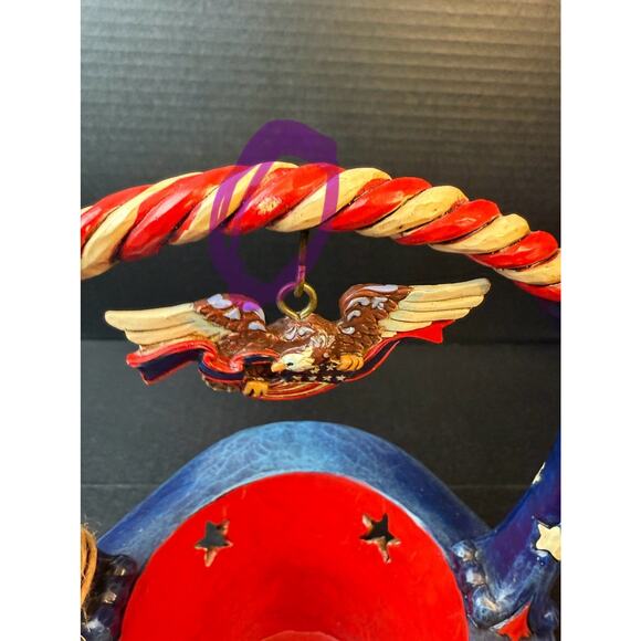 Jim Shore Star Spangled Splendor Patriotic Basket Stars Eagle No Box *READ - Picture 12 of 12